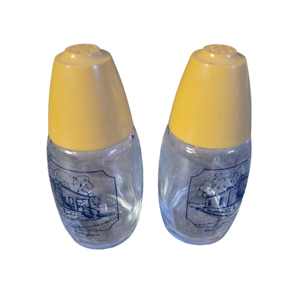 Vintage Gemco Elvis Presley Birthplace Tupelo MS‎ Salt and Pepper Shakers Yellow